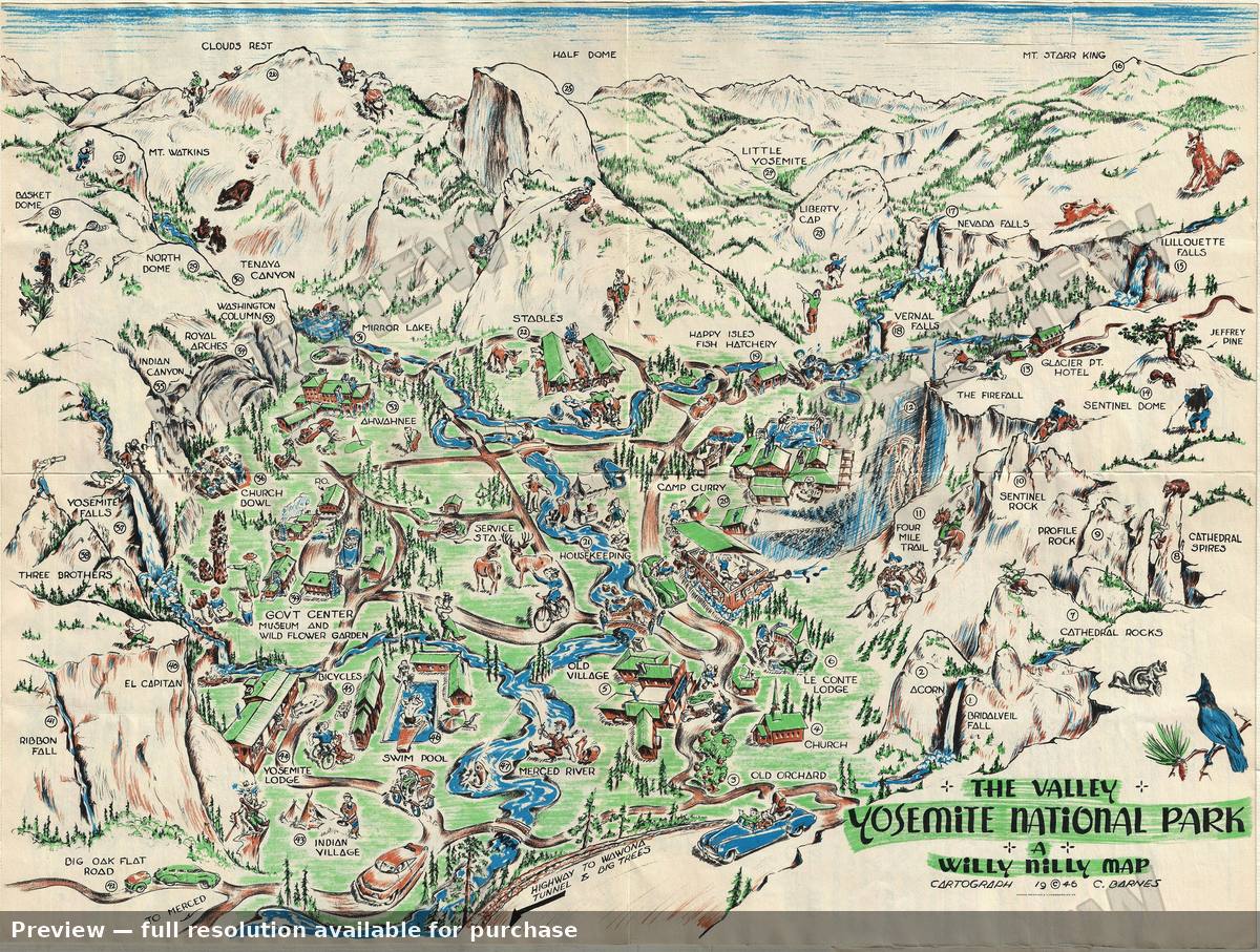 Antique map: Yosemite, 1946, 1946