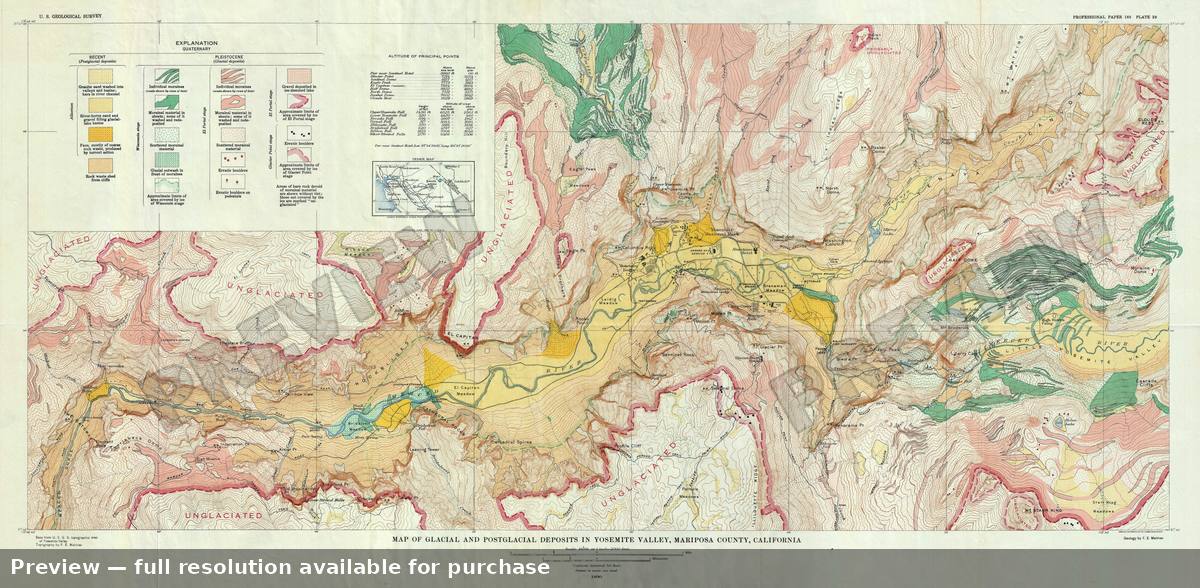 Antique map: Yosemite Deposites, 1930