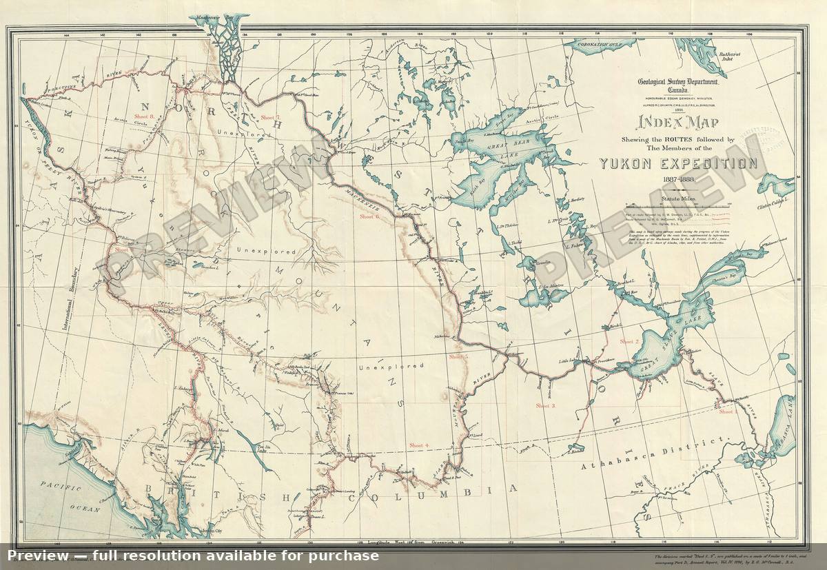 Antique map: Yukon Expedition, 1891, 1891