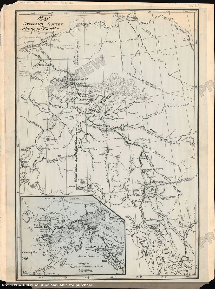 Antique map: Yukon Klondike Gold Rush, 1898, 1898