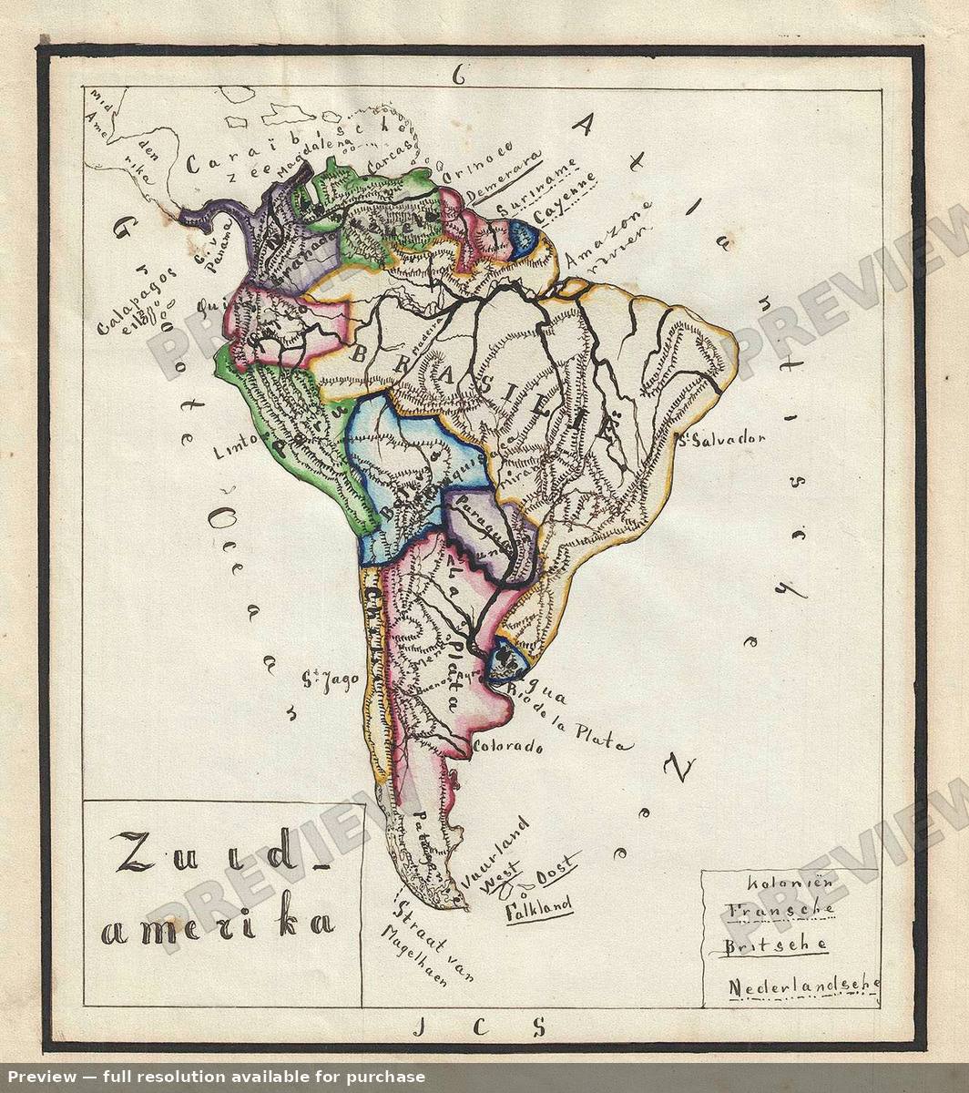 Antique map: Zuid Amerika, 1871, 1871